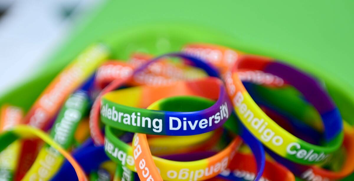 Wrist bands from a Pride Week event in Bendigo. Picture by Brendan McCarthy