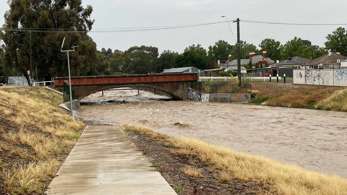 Rising water cut off a cycle path on January 2. Picture by Ayden Dawkins