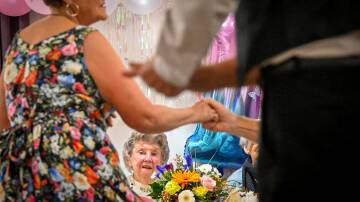Carmel Jones's 102nd birthday was celebrated with a performance from Bendigo's Jailhouse Rock dancers. Picture by Darren Howe. 