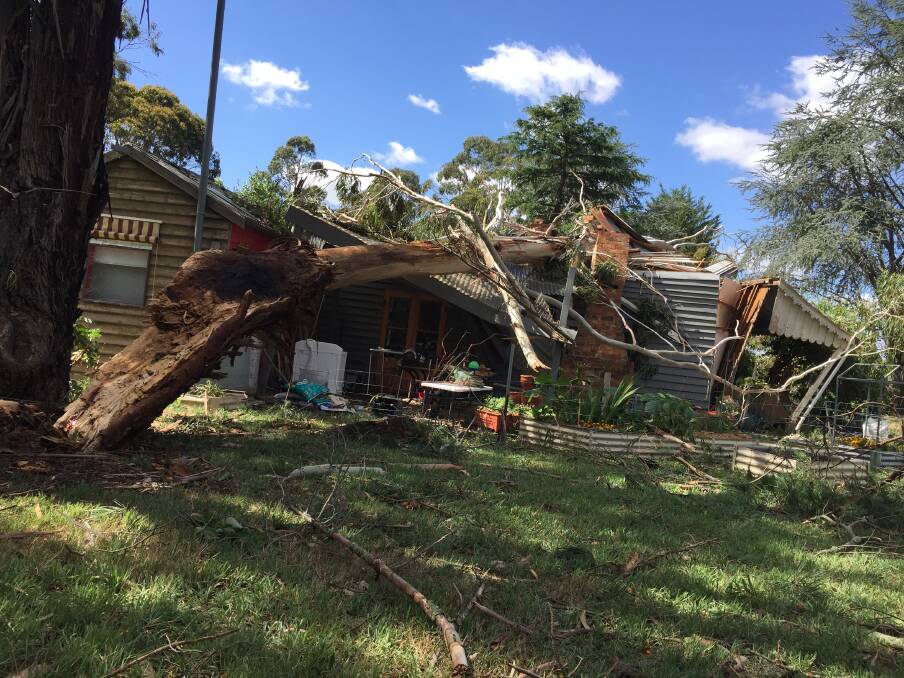 A property at Taradale damaged in the storm. Picture: TOM O'CALLAGHAN