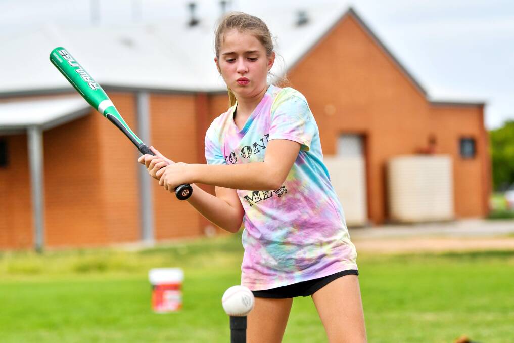 JUNIOR FOCUS: The Bendigo Baseball Association is focusing on the growth and development of its junior program. Sabellah Joy refines her skills at a recent come-and-try day. Picture: BRENDAN McCARTHY