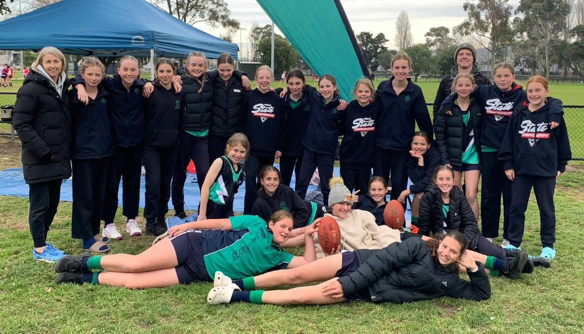 The St Francis of the Fields girls' football team, which contested the School Sport Victoria State Primary Girls Finals in Melbourne on Thursday. Picture supplied by the school