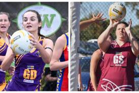 Lara Clements (Bears Lagoon-Serpentine) and Kym Childs (Newbridge) will have big roles to play when the Maroons and Bears clash at Riverside Park on Saturday. Pictures by Darren Howe and Adam Bourke