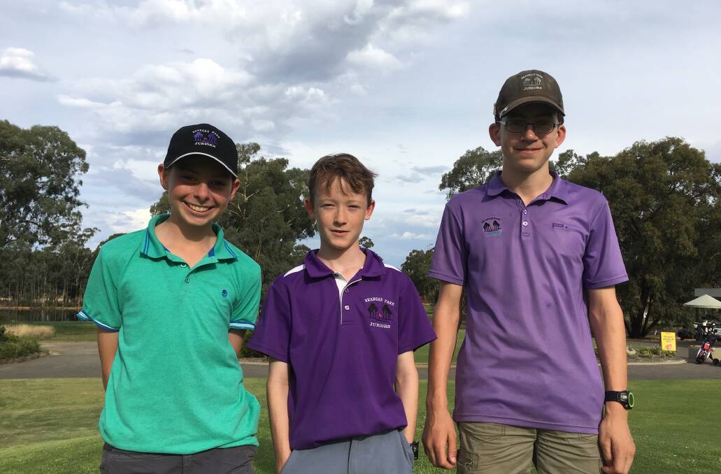 Ted Spark, Tom Roberts and Jordan Alston were the best performers at Neangar Park's junior golf program. Picture: CONTRIBUTED