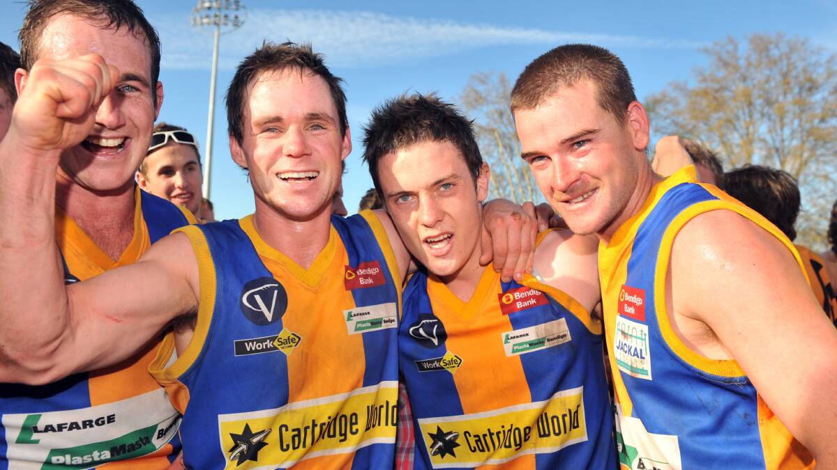 Christian Carter and Jack Geary after Golden Square won the 2009 flag.
