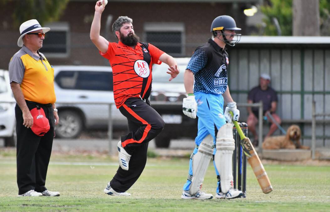 Sporties Spitfires' paceman Brent Hamblin steams into bowl in the opening match of the GV Big Bash League game at Dower Park. Picture by Adam Bourke