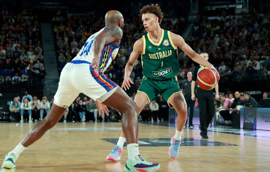 Dyson Daniels in action for Australia at last year's World Cup. Picture by Getty Images
