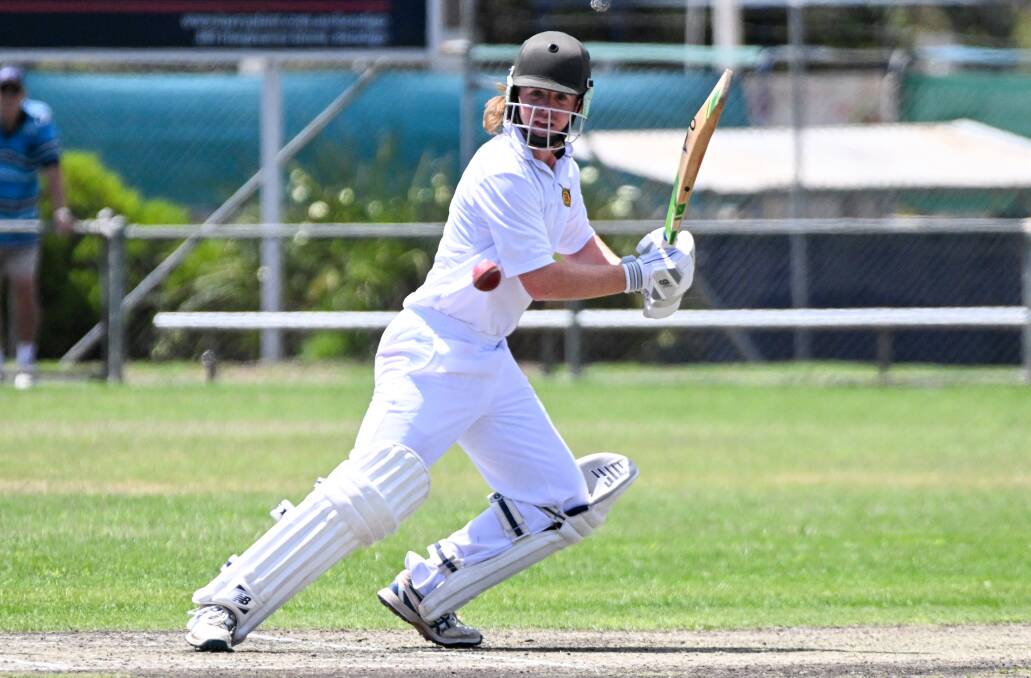 Bendigo under-15 opener Xavier Grant on his way to 100 againsy Seymour. Picture by Darren Howe