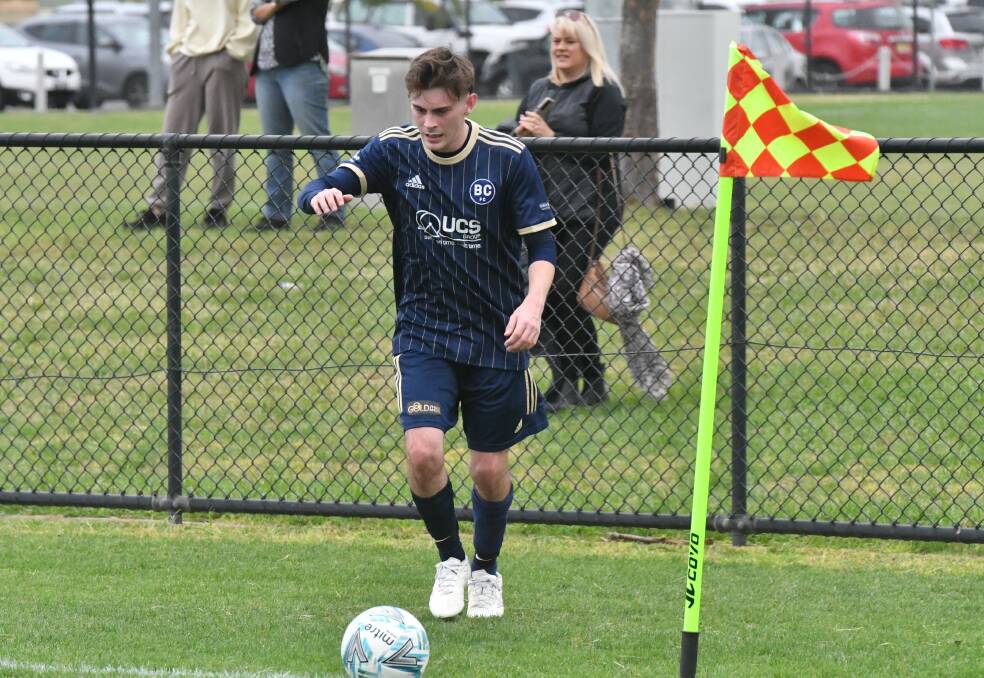 Lewis Merriman scored for Bendigo City in the 2-1 loss to Wyndham. Picture by Adam Bourke