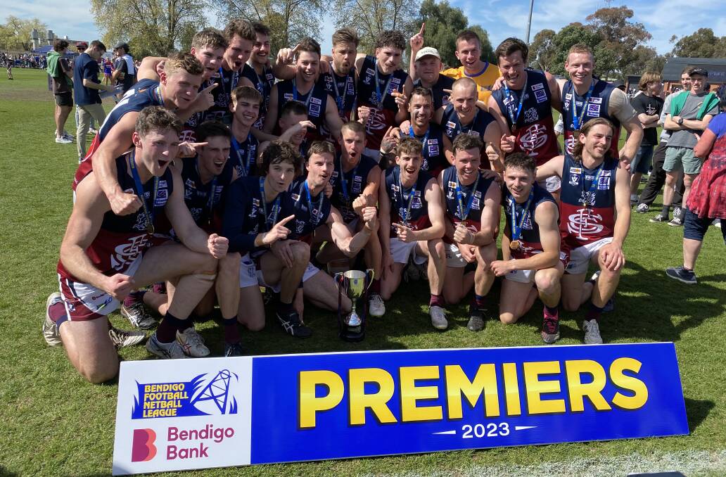 Sandhurst celebrates its reserves grand final win. Picture by Luke West