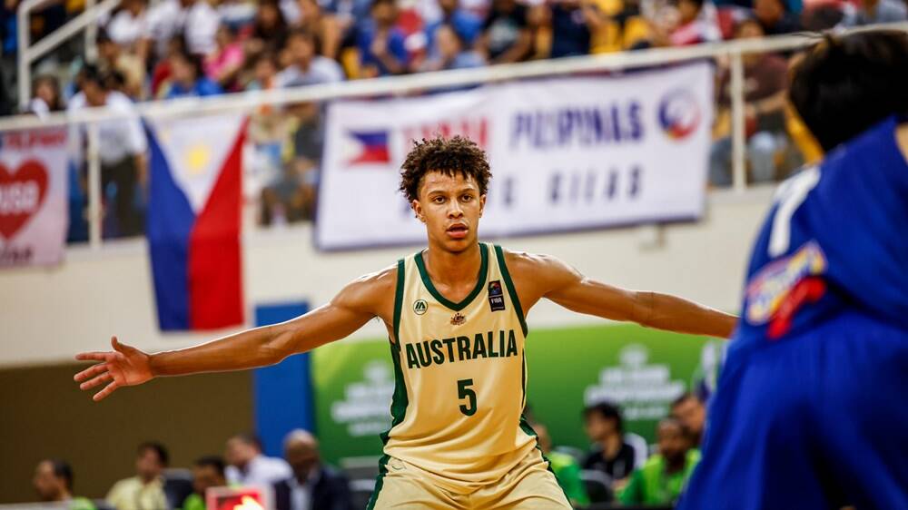 Dash Daniels' defence was impressive for the Australian under-16 team. Picture by FIBA