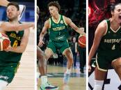 Matthew Dellavedova, Dyson Daniels and Ally Wilson will wear the green and gold at the Paris Olympics. Pictures by Getty Images, FIBA
