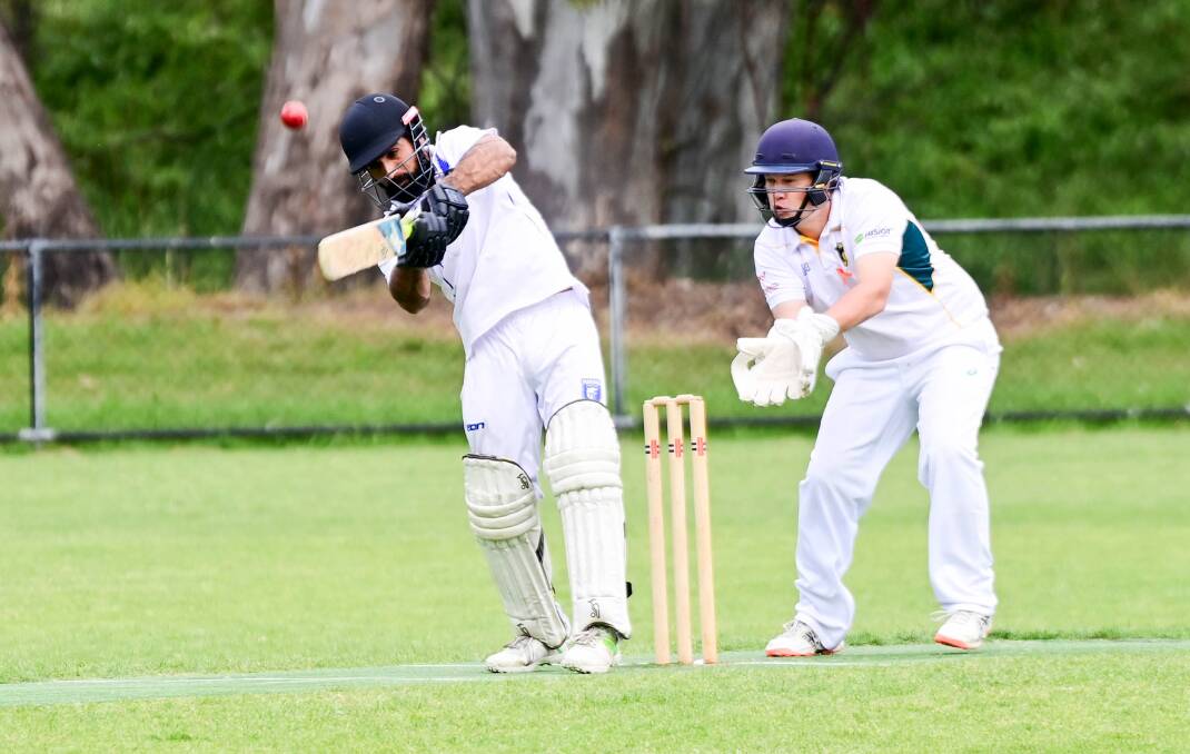 Marong's Amarti Singh tries to hit a boundary.
