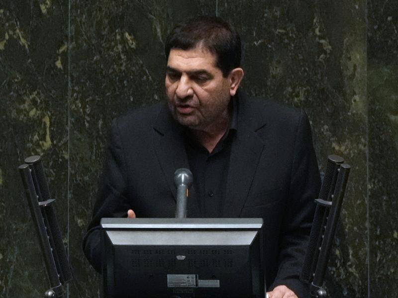 Acting President Mohammad Mokhber during his address praised Ebrahim Raisi's time in office. (AP PHOTO)