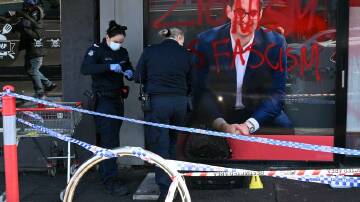 Two teenagers have been charged with criminal damage over an attack on Labor MP Josh Burns' office. Photo: Joel Carrett/AAP PHOTOS