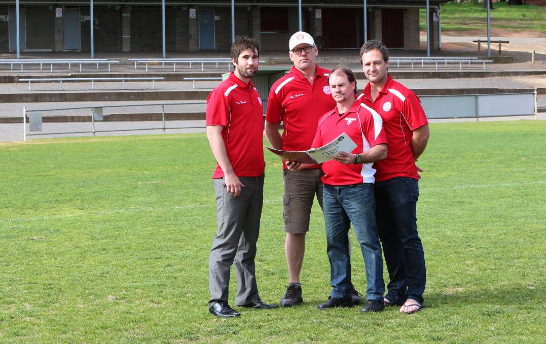 PLANNING: South Bendigo's Justin Bice, Mal Balnaves, Peter Tyack and Mark Keck at Harry Trott Oval.